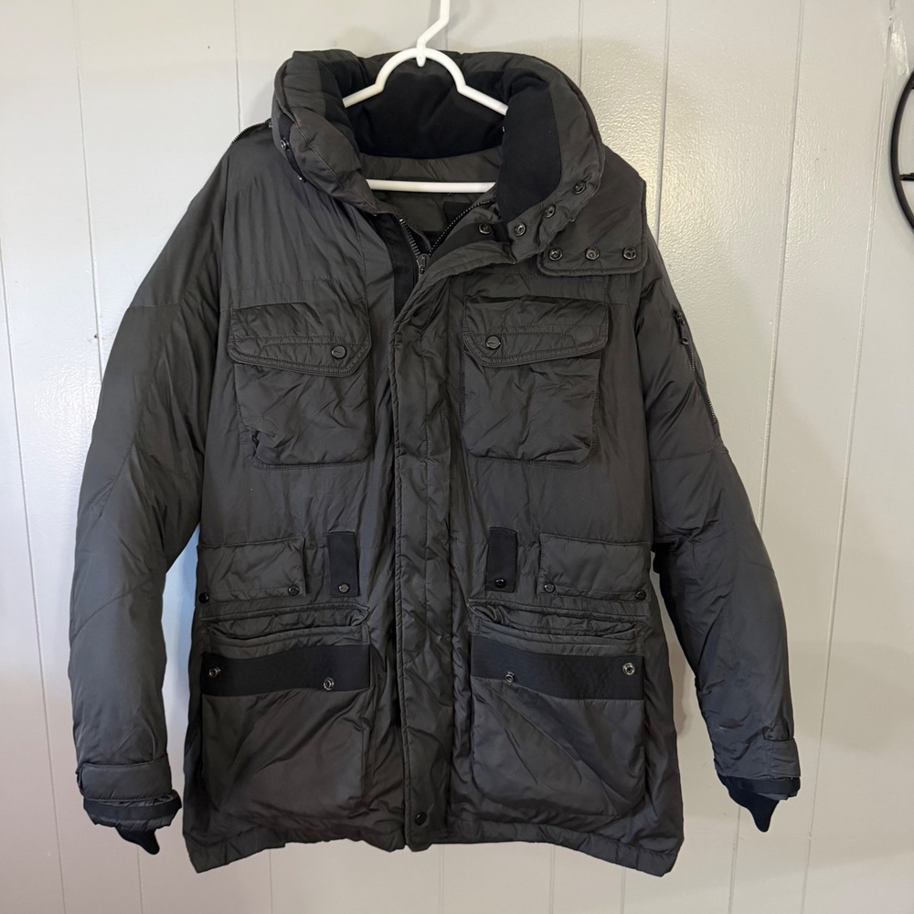 Ralph Lauren Parka Mens Medium Utility‎ Down Hooded Puffer Coat Grey Insulated